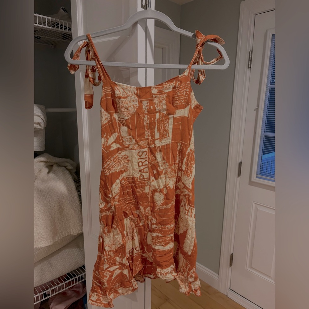 Urban outfitters tie shoulder orange mini dress - Picture 1 of 3